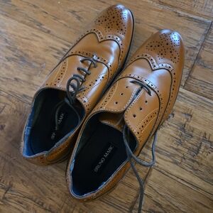 Bruno Marc Tan Leather Oxford Shoes